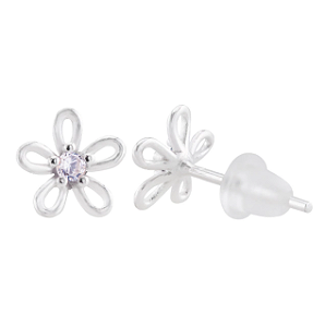 Brinco flor cristal Prata 925
