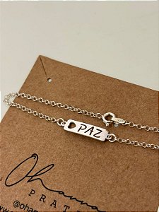 Pulseira Plaquinha Paz Prata 925