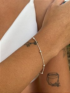 Pulseira veneziana com bolinhas 3mm em Prata 925
