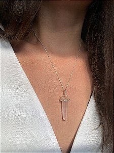 Pingente grande Quartzo Rosa em Prata 925