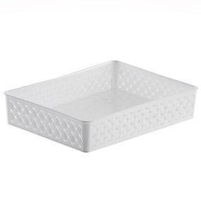 Cesto Organizador Rattan 34 X 25 X 6,5 - Cod:824Branco