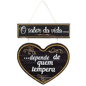 Jogo de Placas MDF c/ Corda - O Sabor da Vida - 2pçs