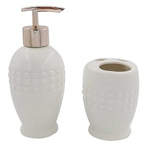 Kit  Banheiro 2 peças Branco de Porcelana