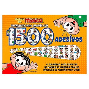 Livro Prancheta de Colorir + 1500 adesivos - Turma da Monica