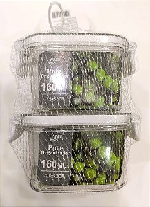 Kit Pote Organizador Quadrado Hermetico 160ml - 2 unidades