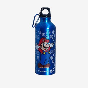 Garrafa de Aluminio 500ML c/ Mosquetao - SUPER MARIO