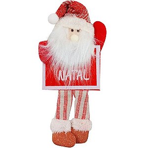 Enfeite para Pendurar Quadro Feliz Natal com Noel 11cm x 25cm