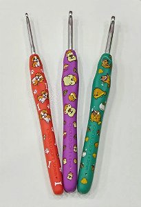 Kit 3 Agulhas Cabo Soft Emborrachado Estampa Bichos - Tamanhos Diversos