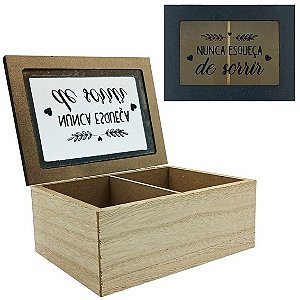 Porta Chá de MDF com 2 divisórias 11cm x 15cm