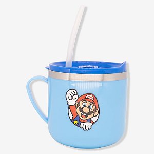 Caneca de Aço com Tampa e Canudo Flip 250ML - SUPERMARIO