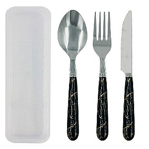 Kit Talheres de Inox 3 peças com Estojo
