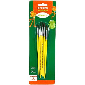 Kit Pincel Escolar Redondo Longo com 6 Tamanhos