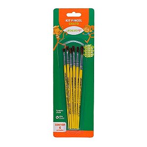 Kit Pincel Escolar Chato Curto com 6 Tamanhos