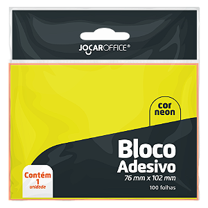 Bloco Adesivo Amarelo Neon 76mm x 102mm 100 folhas - JOCAR OFFICE