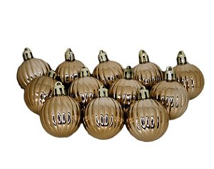 Jogo de Bolas Decorativas de Natal 4cm 12 peças - Champagne