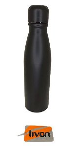 GARRAFA DE ALUMINIO 600ML LISA PRETO FOSCO