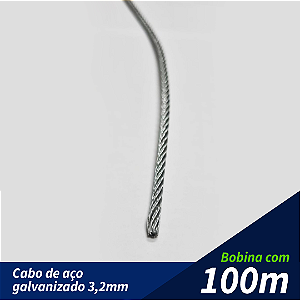 Cabo de aço galvanizado 3,2mm | Bobina 100m