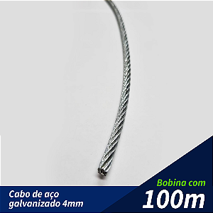 Cabo de aço galvanizado 4mm | Bobina 100m