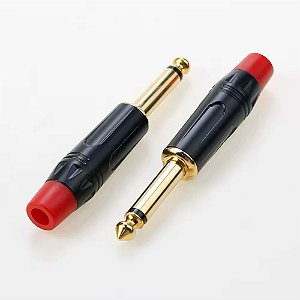 CONECTOR PLUG P10 MONO PRETO/VERMELHO