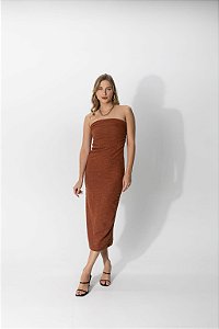 Vestido Malha Midi Marrom