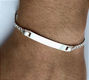 Pulseira elos grumet com chapinha lisa