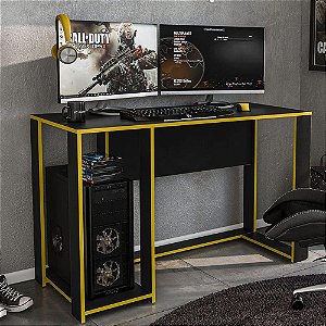 Mesa Gamer Singapura Preto e Amarelo Politorno