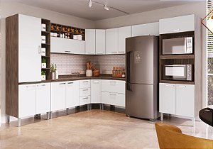 Cozinha Modulada Nonaliza 9 Peças 3,00m x 2,60m x 2,09m altura x 0,47cm profundidade.