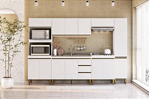 Cozinha Modulada 6 Peças 2 Aéreos 2 Balcões e 1 Torre Quente e Paneleiro , Margarida DISPONIVEL EM MEL ARENAS OU BRANCO .
