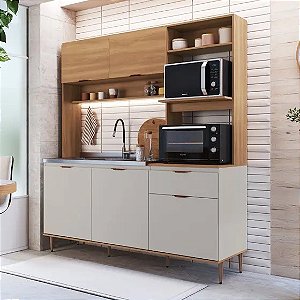 Cozinha Compacta Completa 5 Portas  e uma gaveta Espaço para Forno e Microondas Nicole - Delmarco Móveis