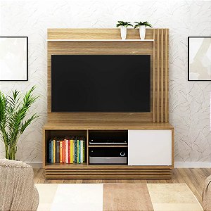 Estante Home Para Tv Até 42" Ho1005 1 Porta 3 Nichos E 1 Prateleira Natural E Off White Tecnomobili