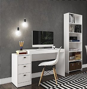 Conjunto Mesa + Livreiro DJD-Branco