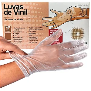 Luva Vinil Sem Pó Transparente | 100un