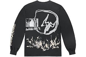 Travis Scott x Fragment Camiseta Manga Longa Logo Preta