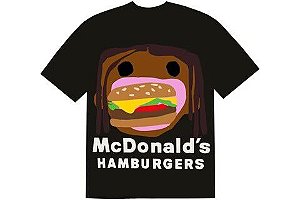 Travis Scott x CPFM Camiseta 4 CJ Burger Mouth Preta