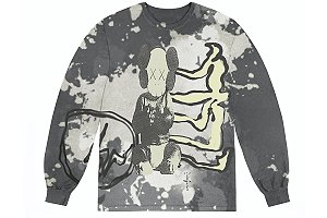 Travis Scott Cactus Jack x Fragment Camiseta Manga Longa Kaws Cinza