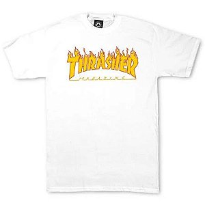 Thrasher Camiseta Flame Logo Branca