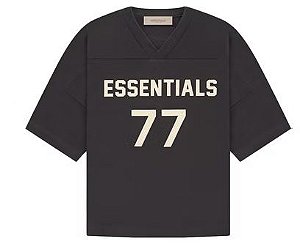 Fear of God Essentials Women's Camiseta Football 77 T-shirt Iron Preta