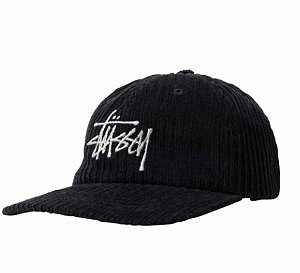 Stussy Boné Corduroy Big Logo Low Pro Cap Preta