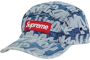 Supreme Boné Fat Tip Jacquard Denim Camp Azul