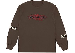 Travis Scott Cactus Jack Camiseta Manga Longa Reverse Jack Marrom