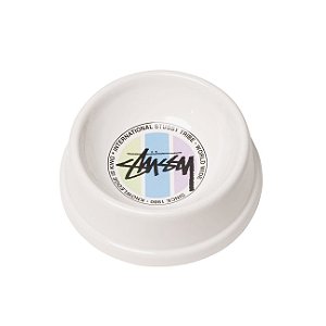 Stussy Bowl  de Cerâmica Para Pet Sotck Dot Branco