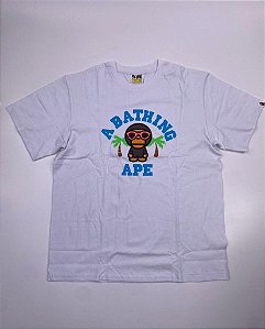 Bape Camiseta A Bathing Ape Milo Palm Tree Branca