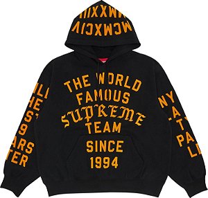Supreme Moletom Team Flocked Preto