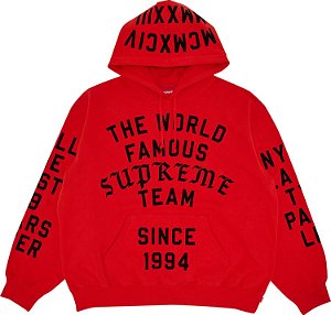 Supreme Moletom Team Flocked Vermelho