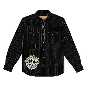 Denim Tears Peace Camisa Patchwork Western Preta