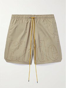 Rhude Bermuda de Praia com Logo Bege