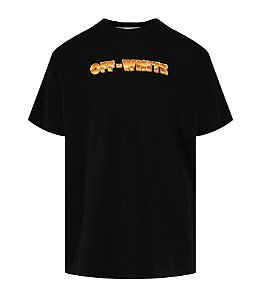 Off-White Camiseta Metal Arrow Preta e Laranja