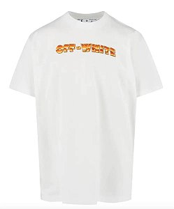 Off-White Camiseta Metal Arrow Branca e Laranja