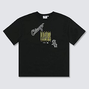 Pleasures x Chicago White Sox Camiseta Repurpose Preta