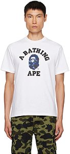 Bape Camiseta Camo College Branca e azul